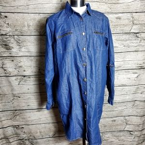 Vine By Hollywood & Vine Shirt Cotton Dress size Large.